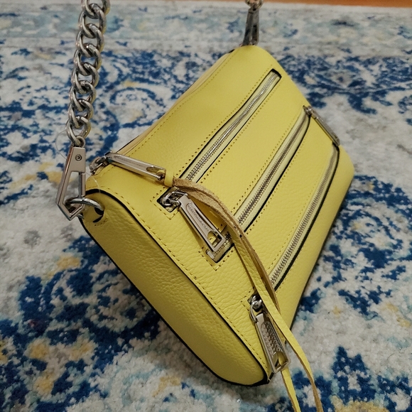 Rebecca Minkoff Mini 5 Zip Crossbody Hangbag Capri Yellow NWT $198 - Picture 9 of 13